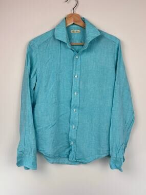 🌊 Puro Lino Women's 100% Linen Button Down Shirt | Turquoise | Made in Italy